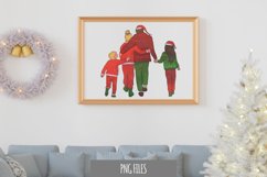 Christmas Family Wearing Santa Costume Back View Watercolor Product Image 1