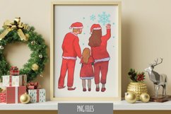 Mom Dad and Daughter Wearing Santa, Christmas Family Scene Product Image 1