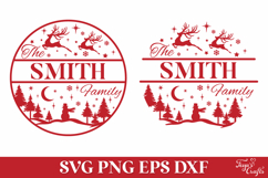 Round Family Christmas Name Sign SVG Cut File Product Image 2