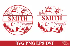 Round Family Christmas Name Sign SVG Cut File Product Image 2