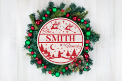 Round Family Christmas Name Sign SVG Cut File Product Image 3