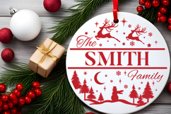 Round Family Christmas Name Sign SVG Cut File Product Image 4