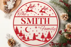 Round Family Christmas Name Sign SVG Cut File Product Image 5