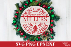 Round Family Christmas Name Sign SVG Cut File Product Image 1