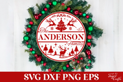 Round Family Christmas Name Sign SVG Cut File Product Image 1