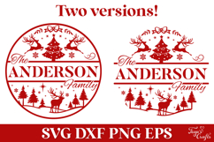 Round Family Christmas Name Sign SVG Cut File Product Image 2