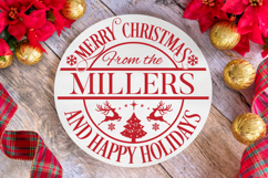 Round Family Christmas Name Sign SVG Cut File Product Image 4
