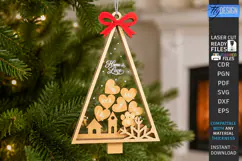 Personalized Christmas Family Hanging Ornament Laser Cut SVG Product Image 1