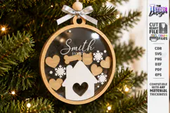 Personalized Christmas Family Ornament Laser Cut | House SVG Product Image 1