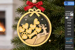Personalized Christmas Family Hanging Ornament Laser Cut SVG Product Image 1
