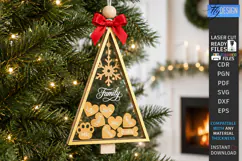Personalized Christmas Family Hanging Ornament Laser Cut SVG Product Image 1