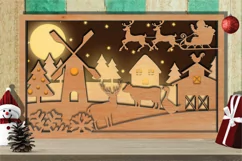 Christmas Farmhouse 3D Layered | Christmas Farm Shadow Box Product Image 2