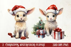 Christmas Farm Animals Clipart, Christmas PNG Product Image 1