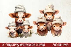 Christmas Farm Animals Clipart, Christmas PNG Product Image 1