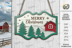 Christmas Farm Sign Laser Cut. Christmas Wall decor SVG Product Image 1