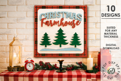 Christmas Farm Tiered Tray Lasercut. Christmas Decor SVG Product Image 1