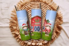 20oz Christmas Farm House Tumbler Winter Watercolor Wrap Product Image 1