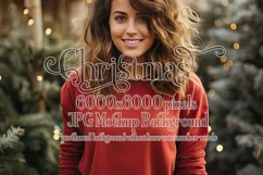 Christmas Mockup, Red Shirt, Female Mockup Background, d1 Product Image 1
