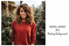Christmas Mockup, Red Shirt, Female Mockup Background, d1 Product Image 2