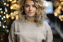 Christmas Mockup, Tan Shirt, Female Mockup Background, d1b Product Image 1