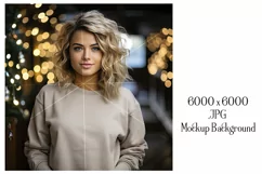 Christmas Mockup, Tan Shirt, Female Mockup Background, d1b Product Image 2