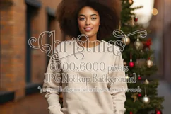 Christmas Mockup, Tan Shirt, Female Mockup Background, d5b Product Image 1
