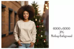 Christmas Mockup, Tan Shirt, Female Mockup Background, d5b Product Image 2