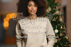 Christmas Mockup, Tan Shirt, Female Mockup Background, d6b Product Image 1