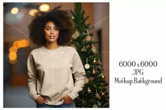 Christmas Mockup, Tan Shirt, Female Mockup Background, d6b Product Image 2