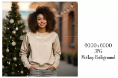 Christmas Mockup, Tan Shirt, Female Mockup Background, d7b Product Image 2