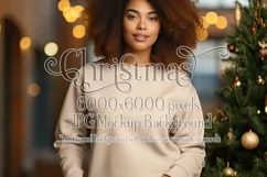 Christmas Mockup, Tan Shirt, Female Mockup Background, d8b Product Image 1