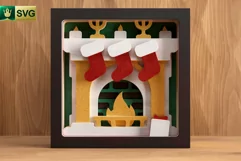 Christmas Fireplace 3D Layered SVG | Stockings Cut File Product Image 10