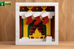 Christmas Fireplace 3D Layered SVG | Stockings Cut File Product Image 3