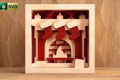 Christmas Fireplace 3D Layered SVG | Stockings Cut File Product Image 5