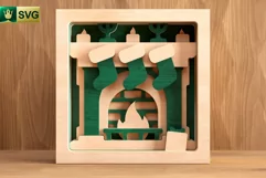 Christmas Fireplace 3D Layered SVG | Stockings Cut File Product Image 6