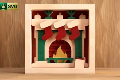 Christmas Fireplace 3D Layered SVG | Stockings Cut File Product Image 7