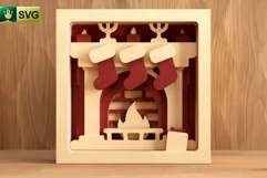 Christmas Fireplace 3D Layered SVG | Stockings Cut File Product Image 8