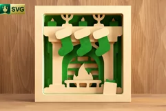 Christmas Fireplace 3D Layered SVG | Stockings Cut File Product Image 9