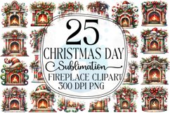 Christmas Fireplace Clipart Bundle - Christmas Sublimation Product Image 1