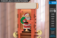 Christmas Fireplace Countdown Laser Cut, Advent Calendar SVG Product Image 3