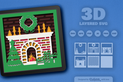 Christmas Fireplace Layered Papercut Product Image 1