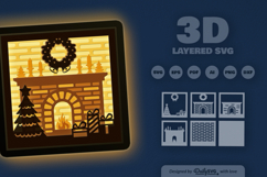 Christmas Fireplace Layered Papercut Product Image 3
