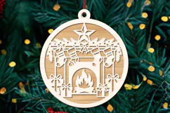 Christmas Fireplace Ornament Laser Cut SVG Product Image 2