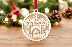 Christmas Fireplace Ornament Laser Cut SVG Product Image 3