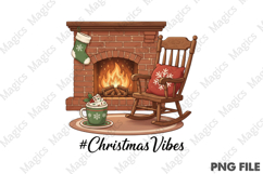 Christmas Fireplace PNG Sublimation Art Product Image 1