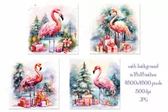 Christmas Backgrounds, 15x15 Christmas Flamingo and Presents Product Image 2