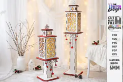 Christmas Flashlight Laser Cut | 3D Christmas Lantern Post Product Image 1