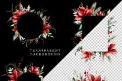 CHRISTMAS FLORAL CLIPART WATERCOLOR BERRIES flowers red greenery leaves holly frames 6 png