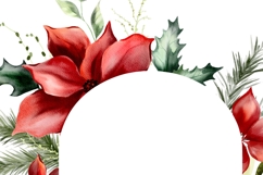 CHRISTMAS FLORAL CLIPART WATERCOLOR BERRIES flowers red greenery leaves holly frames 6 png