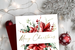CHRISTMAS FLORAL CLIPART WATERCOLOR BERRIES flowers red greenery leaves holly frames 6 png